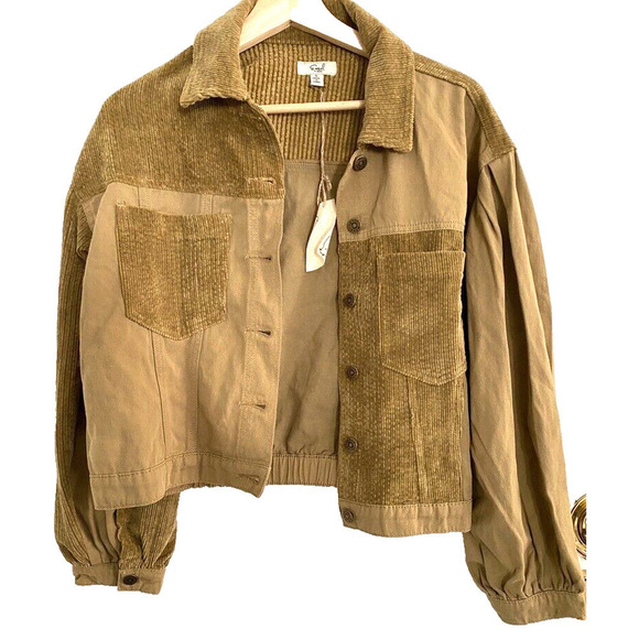 Easel - khaki / corduroy oversized jean jacket - women's size small - Picture 1 of 6